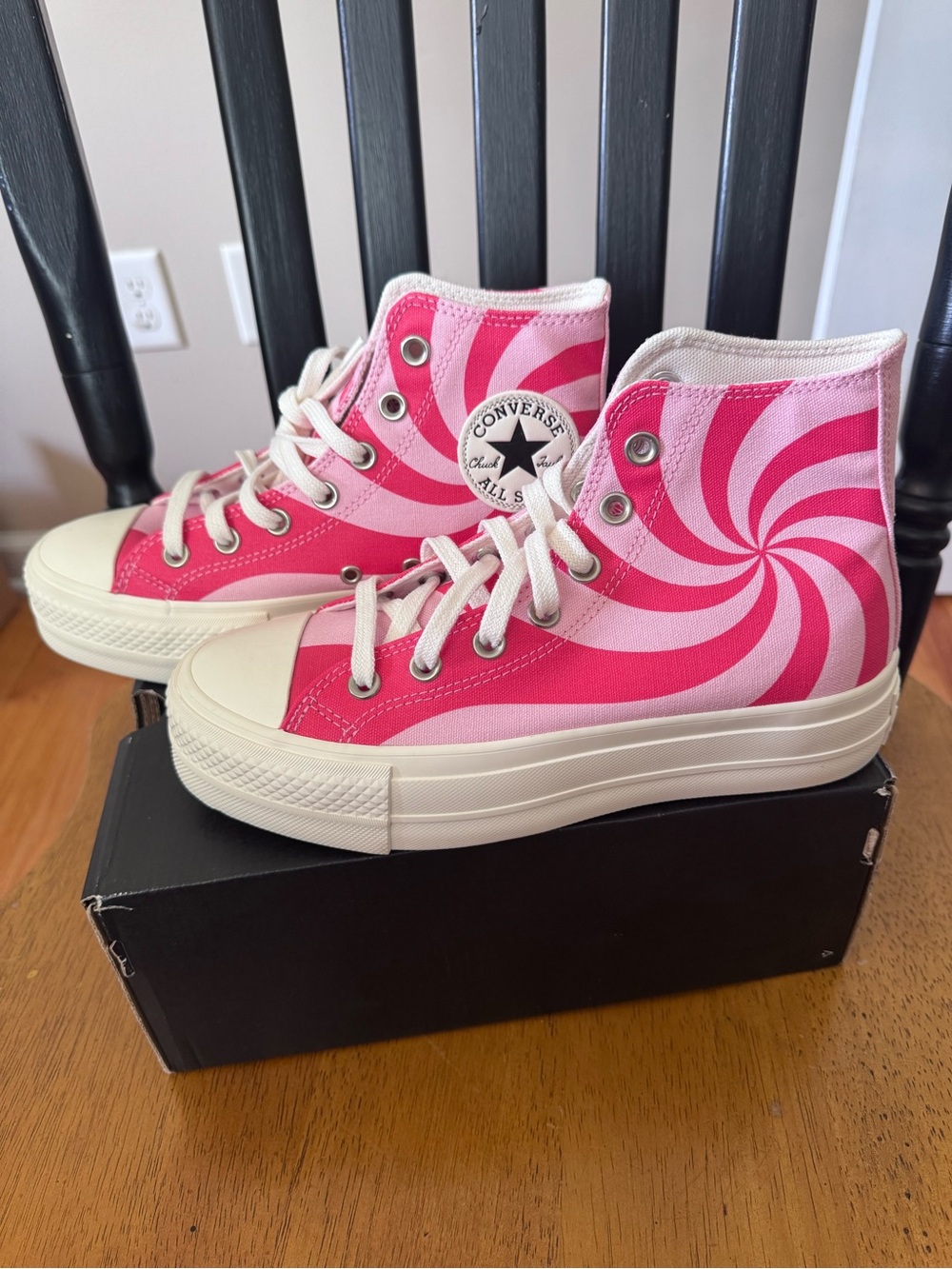 Converse All Star Lift Platform High Top Sneakers Sunrise Pink/Carmine Pink NIB - Picture 3 of 12